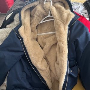 Reversible sherpa raincoat!